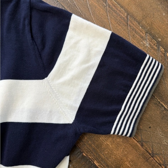 Massimo Dutti Short Sleeve Black and Cream Stripes Extea Fine Cotton Top - Picture 6 of 8